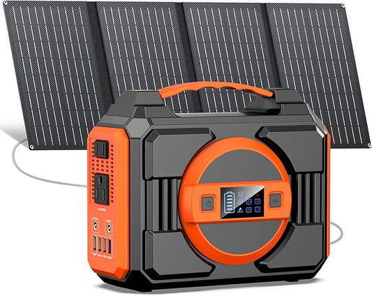 Portable Solar Generator, 300W Portable Power Station with Foldable 40W Solar Panel, 220Wh 60000mAh Battery Power Pack with 110V Pure Sine Wave AC for Camping RV Van Emergency Backup