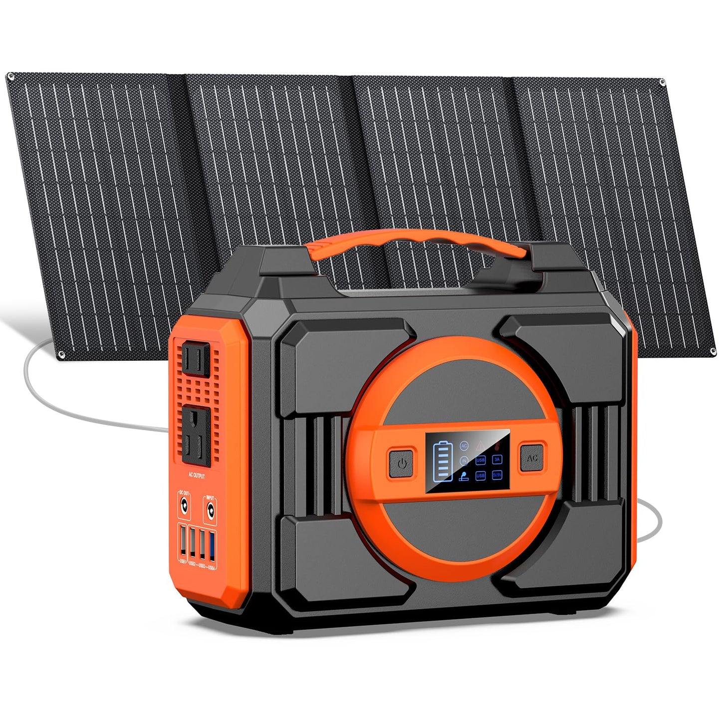 Portable Solar Generator, 300W Portable Power Station with Foldable 40W Solar Panel, 220Wh 60000mAh Battery Power Pack with 110V Pure Sine Wave AC for Camping RV Van Emergency Backup