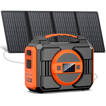 Portable Solar Generator, 300W Portable Power Station with Foldable 40W Solar Panel, 220Wh 60000mAh Battery Power Pack with 110V Pure Sine Wave AC for Camping RV Van Emergency Backup