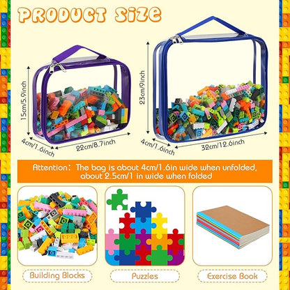Sanwuta 6 Packs Toy Storage Bags, PVC Organizing Case Bags with Zipper, Waterproof Toy Container for Board Games, Building Blocks, Puzzles, Small Toys and Kids Books(Large, Small,Bright Color)