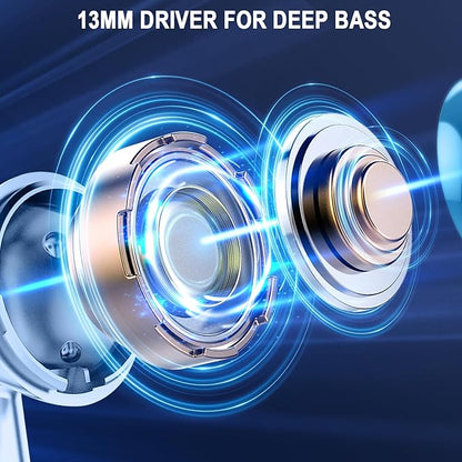 Wireless Earbuds, Bluetooth 5.3 Ear Buds LED Power Display Headphones Bass Stereo, Bluetooth Earbuds in-Ear Noise Cancelling Mic, 40H Playback Mini Case IP7 Waterproof Sports Earphones for Android iOS