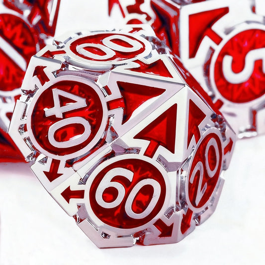 Metal DND Dice Set - High Artistic Making Dungeons and Dragons Dice, Large Weighted Metallic D&D Dice Sets - Polyhedral Role Playing Dice for MTG RPG, Silver Purple D and D Dice with DND Gift Box