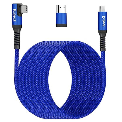 Kuject Link Cable 20FT Compatible for Quest 3S/3, Quest 2/Pro, Pico 4, Nylon Braided Accessories for Rift S/Steam VR Games, USB 3.0 Type C to C High Speed Data Transfer Cord for Gaming PC, Blue
