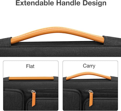 MOSISO 360 Protective Laptop Case 15 inch, 15 inch Laptop Sleeve Compatible with MacBook Air M4 M3 M2 2025 2024 2023, Dell XPS Plus, Side Open Carrying Case with 4 Zipper Pockets&Handle, Black