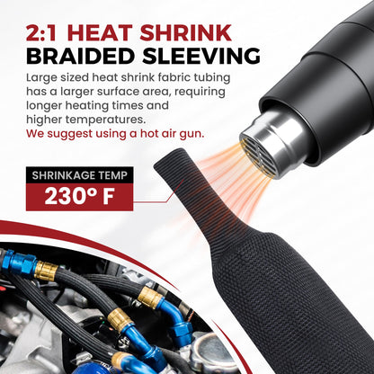 BuyUneed 2:1 Ratio Heat Shrinkable Braided Wiring Sleeving 3/4" ID-46ft