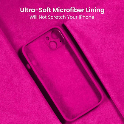 FireNova Designed for iPhone 13 Case, Silicone Upgraded [Camera Protection] Phone Case with [2 Screen Protectors], Soft Anti-Scratch Microfiber Lining Inside, 6.1 inch, Hot Pink