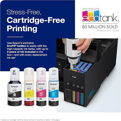 Epson EcoTank ET-4800 Wireless All-in-One Cartridge-Free Supertank Printer with Scanner & EcoTank ET-2850 Wireless Color All-in-One Cartridge-Free Supertank Printer with Scan