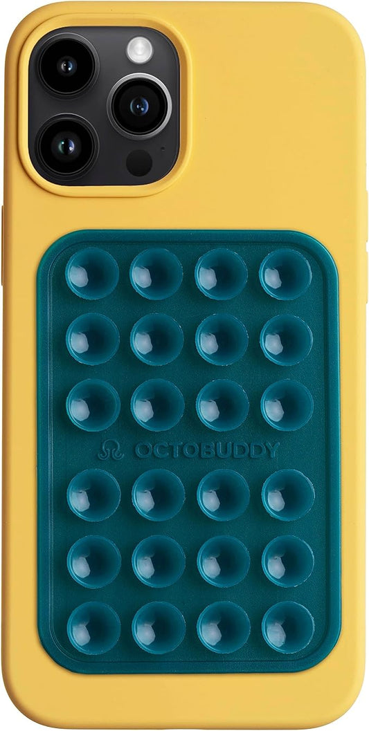 OCTOBUDDY Classic MAX - Silicone Suction Phone Case Adhesive Mount - Hands-Free, Strong Grip Holder for Selfies and Videos - iPhone and Android Compatible - 2.6″ x 3.9″, Teal