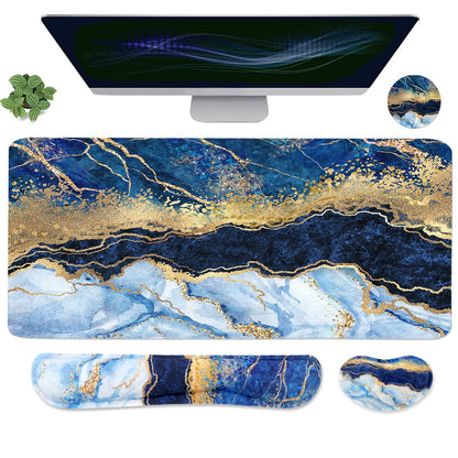 Ergonomic Large Mouse Pad and Keyboard Wrist Rest, Desk Pad for Keyboard and Mouse, 4-in-1 Large Gaming Mouse Pad with Wrist Support - Light Blue