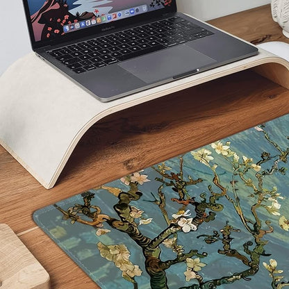 Almond Blossoms Large Mouse Pad,Gaming Keyboard Desk Pad,Extended Mouse Mat Non-Slip Rubber Base with Stitched Edges for Office Game Home XXL 35.4"x15.7"