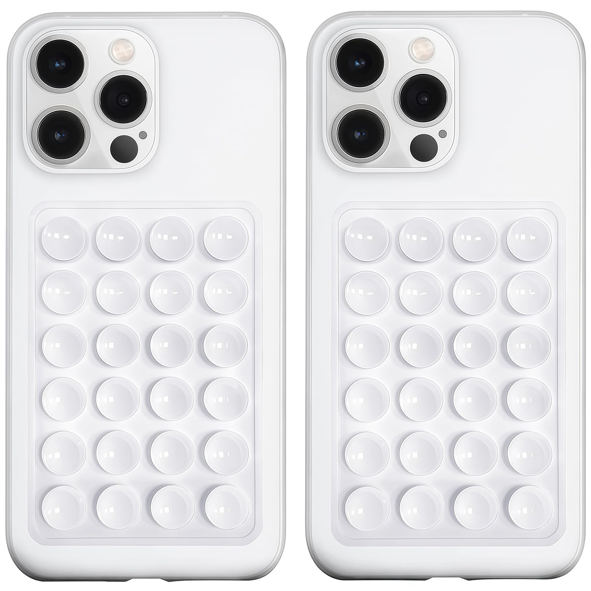 LvShuLiangPin Anteel 2 Pack Silicone Suction Phone Case Mount, Silicon Adhesive Phone Grip for Smartphones, Hands-Free Mirror Shower Phone Holder for Selfies, Tiktok Videos (LightPink&White)