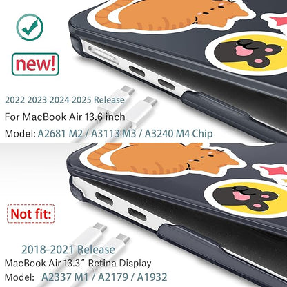 May Chen for MacBook Air 13.6 Inch Case 2025/2024/2023/2022 Release (Model A2681 A3113 A3240, M2 M3 M4 Chip) – Hard Shell Laptop Cover with Keyboard Cover & Screen Protector，Cat Sticker Print