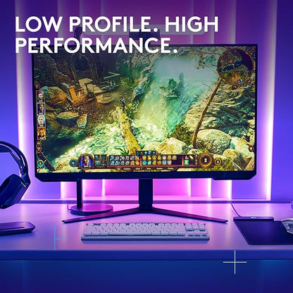 Logitech G515 Lightspeed TKL Low Profile Wireless Gaming Keyboard, LIGHTSYNC RGB, Thin Tenkeyless Design, Double-Shot PBT Keycaps, Linear (Red) Mechanical Switches - White