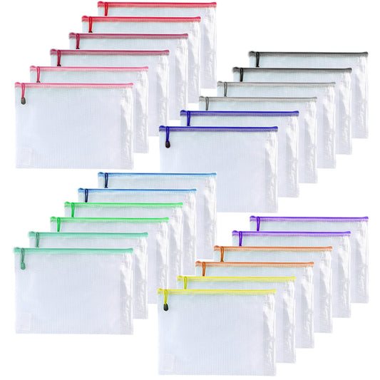Oaimyy-20 Pcs 8"x 10" Inch Mesh Zipper Pouch Bags, Zipper Bags for Organizing Storage, Zipper Pouches, Letter Size, File Bags for School,Puzzle, Board Games and Office Supplies (Color)