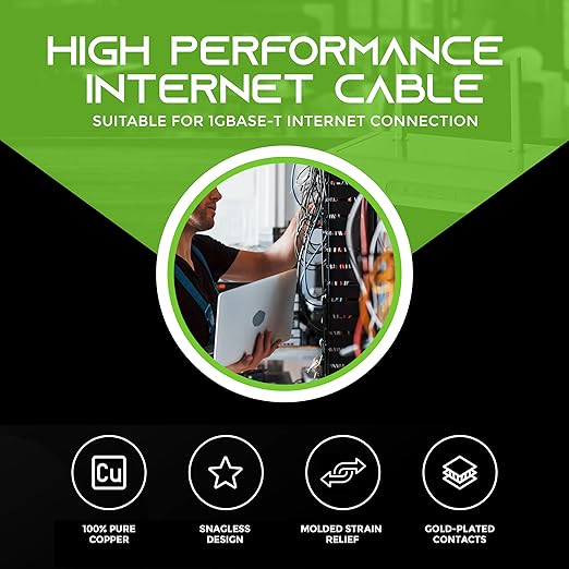 GEARIT 24-Pack, Cat5e Ethernet Patch Cable 3 Feet - Snagless RJ45 Computer LAN Network Cord, Black