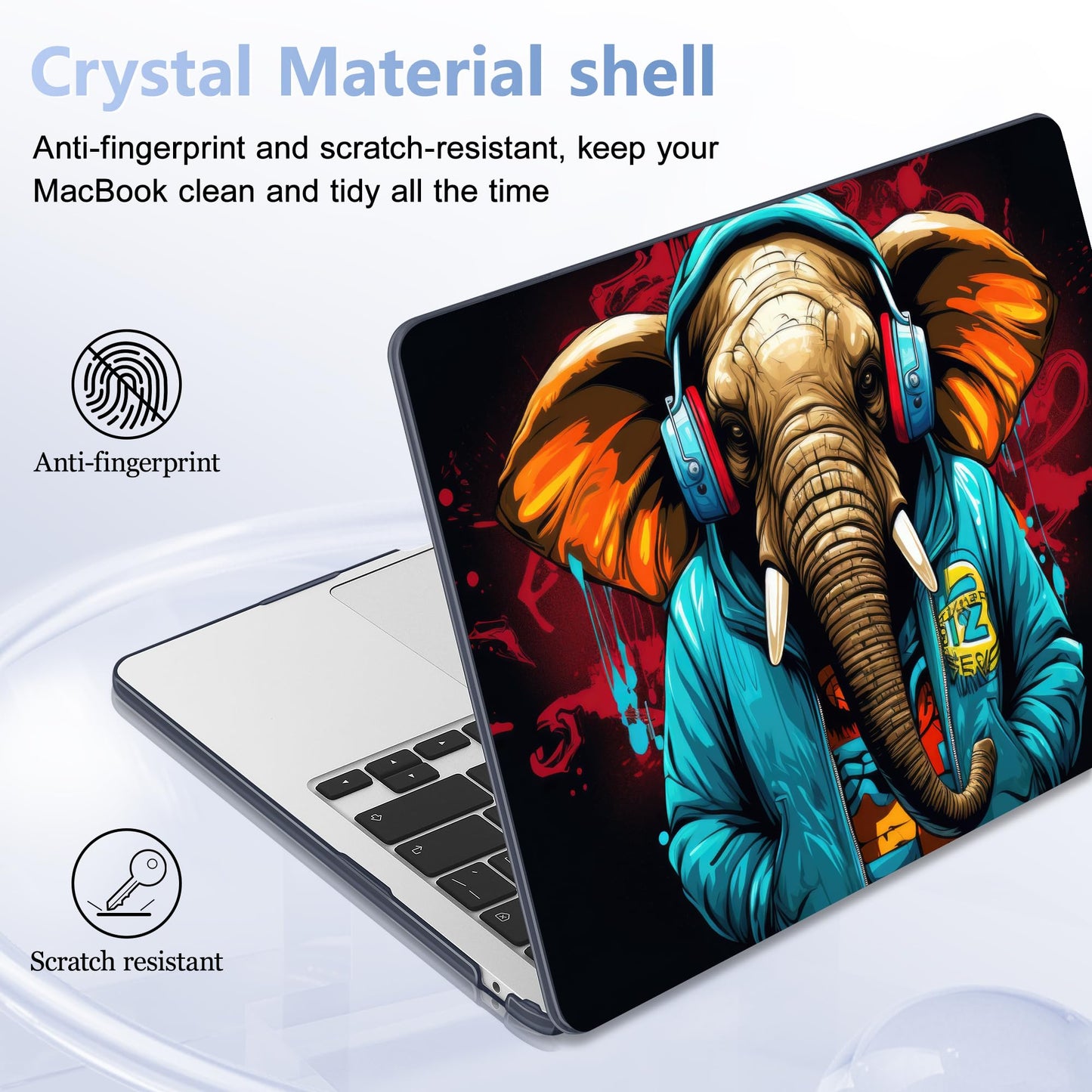 Lepeoac Case for 2026/2025/2024/2023 MacBook Air 15-inch Laptop Release M5 A3448 /M4 A3241 /M3 A3114 /M2 A2941, Stylish Protective Hard Shell Cover for MacBook Air 15.3 inch, Elephant Hoodie