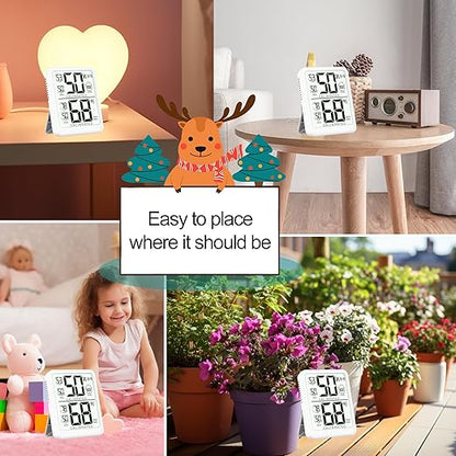 Antonki Room Thermometer, Digital Small Hygrometer Indoor Thermometer Humidity Gauge, Temperature Humidity Meter with Max/Min Record Monitor Sensor for Home, Plants - Battery Included