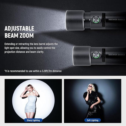 NEEWER BASICS RGB Photography Flashlight with 4 Colors/20 Gobo Filters/7500mAh, 10W Portable LED Video Spotlight Aluminum Alloy Patterned Ambient Sunset Light for Video Recording Studio Lighting, FL10
