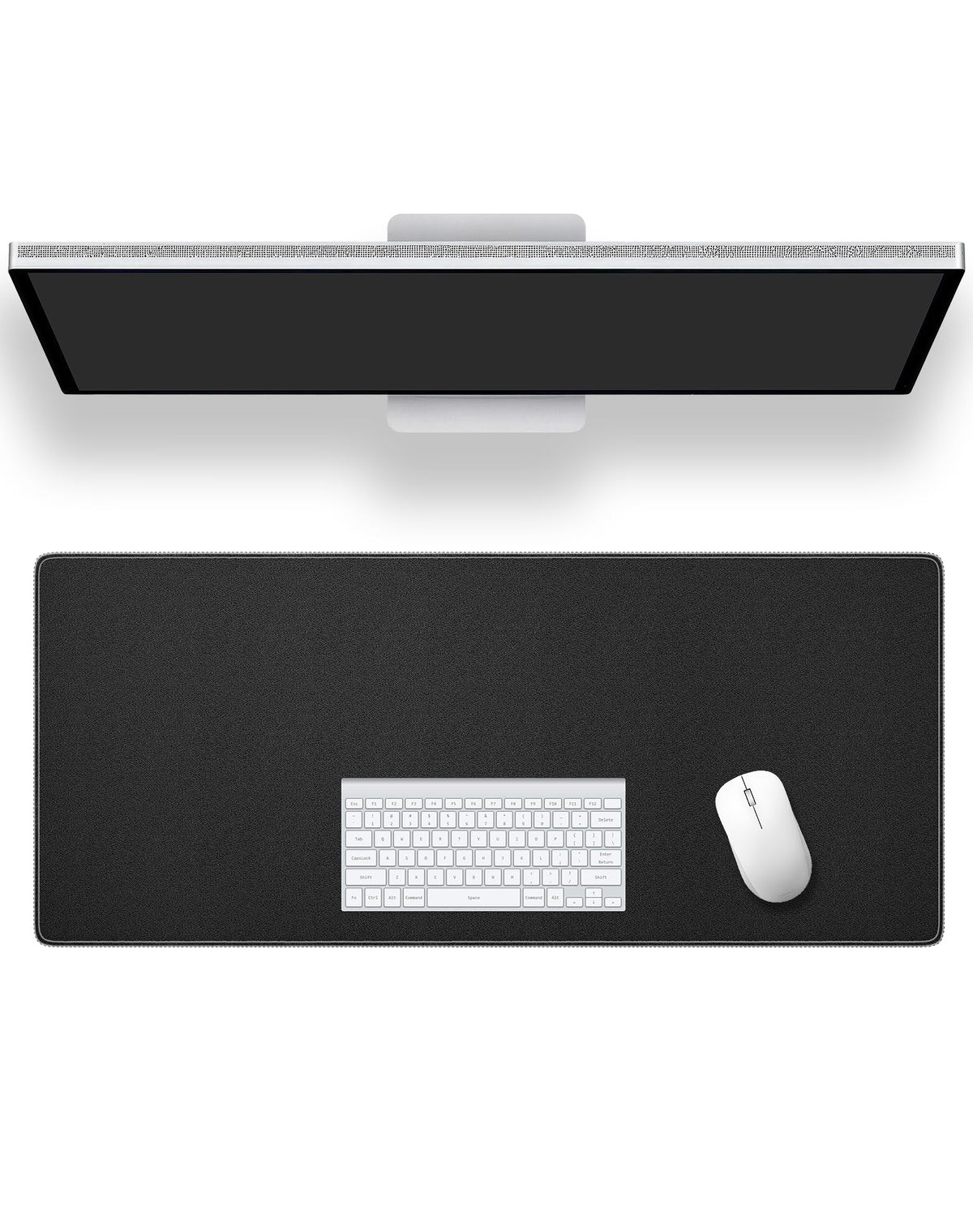 ALOANES Black Waterproof Desk Mat, Large, with Extended Mouse Mat, Office Desk Protector with Anti-Slip Base, Stitched Edge, Grain Jacquard Surface, Perfect for Gamer, Home, XL,11.81''x27.56''x0.12'