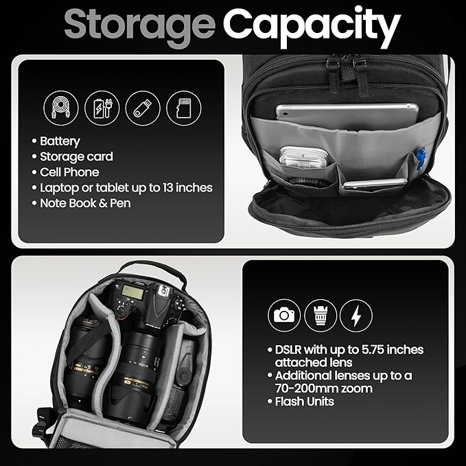 Tamrac Jazz 84 v2.0 Camera Backpack for Photographers, DSLR Camera Bag with Laptop Compartment, Professional Photography Backpack, Travel Camera Carrying Case with Adjustable Shoulder Straps – Black