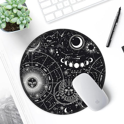 ITNRSIIET Round Mouse Pad with Stitched Edge Premium-Textured Waterproof Non-Slip Rubber Base Desktop Protection Mat Diameter 8.7 inches, Sky Spirit