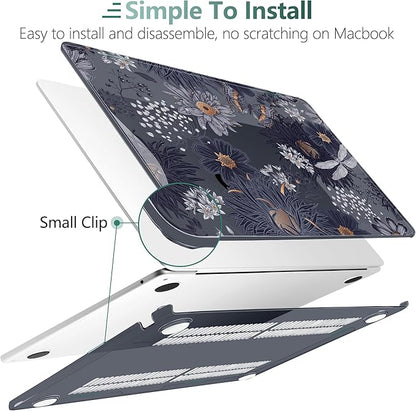 TWOLSKOO Compatible with M4 MacBook Air 15 inch Case 2025-2023 Released Model M4 A3241 M3 A3114 M2 A2941, Plastic Hard Shell & Screen Protector & Keyboard Cover & Trackpad Film, Wild Flower