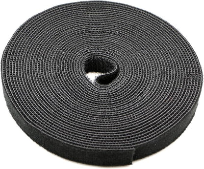 Reusable Fastening Tape Cable Ties 3/4 Inch Double Side Hook Roll (10 Yard, Black)
