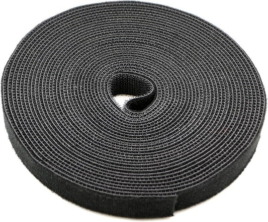 Reusable Fastening Tape Cable Ties 3/4 Inch Double Side Hook Roll (10 Yard, Black)