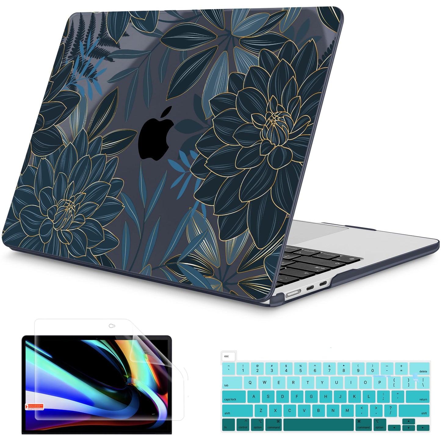 Mektron for 2026 MacBook Air 13-inch M5 Laptop Case A3449 with 13.6-inch Liquid Retina Display Fits 2025 A3240 M4 2024 A3113 M3 2023 A2681 M2 Printed Shell for MacBook Air 13.6", Dahlia Flower C035