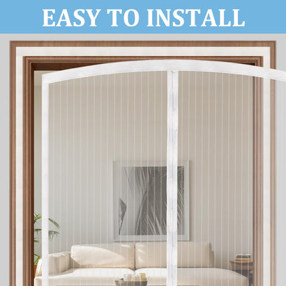 Magnetic Screen Door - Self Sealing, Heavy Duty, Hands Free Mesh Partition Keeps Bugs Out Let Breeze in- Pet and Kid Friendly - Keep Open Feature (White, Fit Door Size 36 x 96 Inch)
