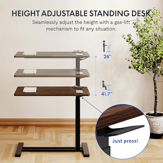 FLEXISPOT 28''Adjustable C Table Gas Spring Mobile Side End Table