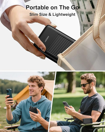 2-Pack 10000mAh Power Bank Fast Charging, 22.5W Compact USB C Portable Charger with 2 Outputs & 2 Inputs, LED Display Battery Pack Compatible with iPhone Samsung iPad Tablets, Blue & Pink