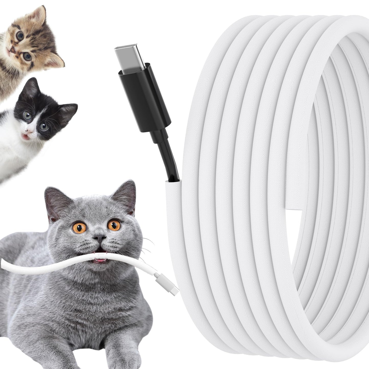 Cord Protectors from Pets No Chew, 1/4 inch 10ft Wire Protector Cord Covers for Pets, Flexible Cable Sleeve Cord Management for TV/Computer/Electric Wires/Phone Charging Cables, White