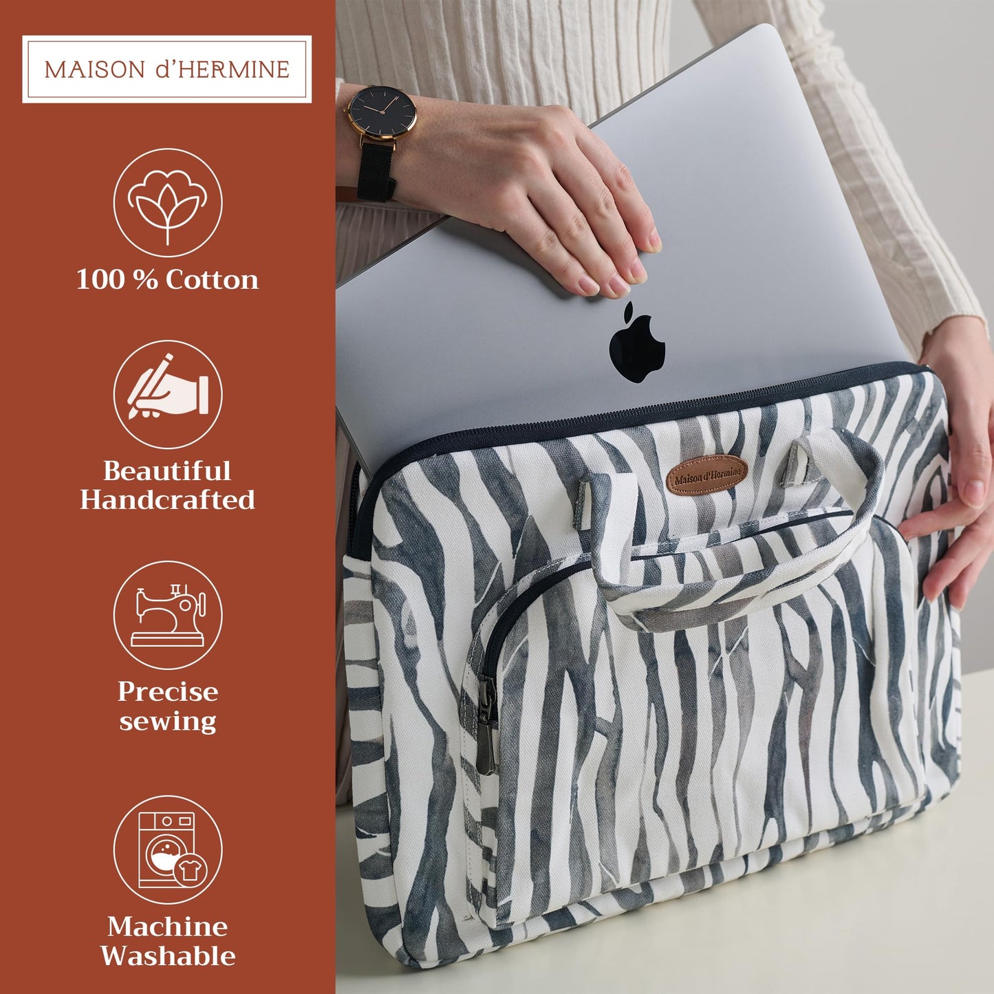 Maison d' Hermine Laptop Bag with Front Pocket Upto 15.5 inch Laptop Tablet