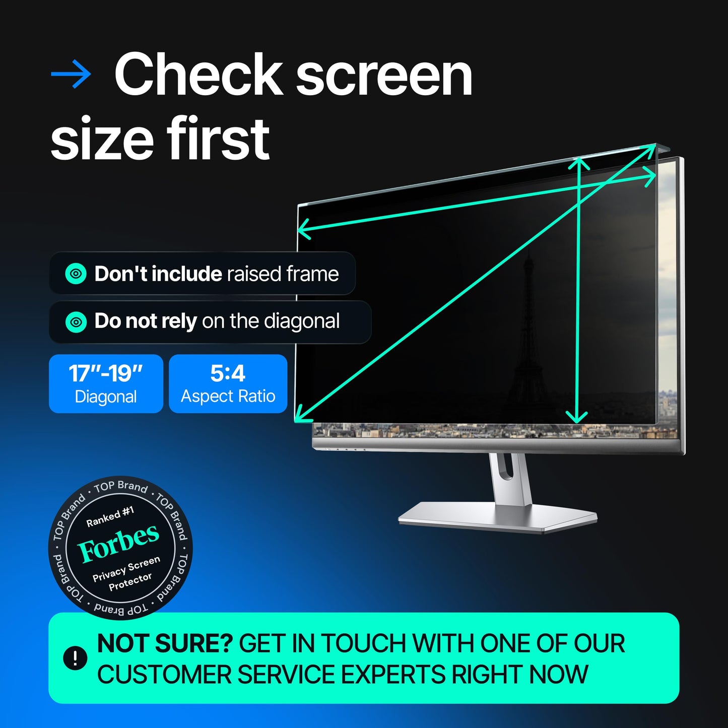 Universal Acrylic 17, 17.1, 18.1, 19 Inch Computer Privacy Screen Filter for Square Computer Monitors - 5:4 Aspect Ratio - 15.3" x 12.6" (390 x 320mm) - Monitor Frame Hanging Type