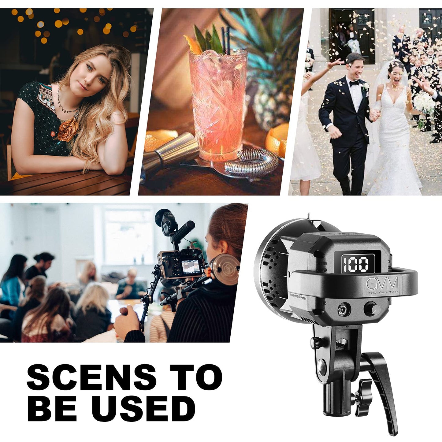 GVM Great Video Maker 80W CRI97+ Video Lights with Bowens Mount Color Temperature 5600K Dimmable LED Continuous Lighting Spotlight Photography Shooting Light with Reflector (80W + Filter) (VC-P80S)