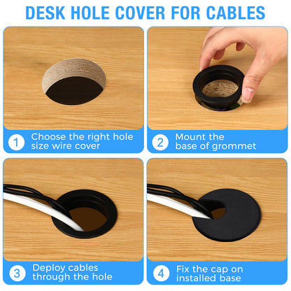 BOPOREAE 8 Pcs Desk Grommet 1-1/2" (38 mm), Desk Cord Hole Cover