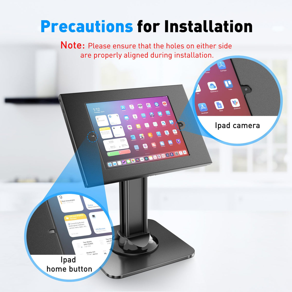 AboveTEK Anti-Theft iPad Kiosk Stand – POS iPad Security Stand & Locking Tablet Holder – Heavy Duty Base, 360° Swivel, 75° Tilt Bracket – Perfect for Retail Business