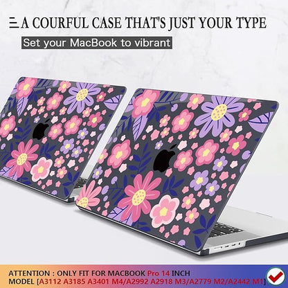 CISSOOK Compatible with MacBook Pro 14 inch 2025 2024-2021 Release M4 M3 M2 M1 Chip A3112 A3185 A3401 A2918 A2992 A2779 A2442, Hard Shell Case with Keyboard Cover Screen Protector, Stylized Flowers