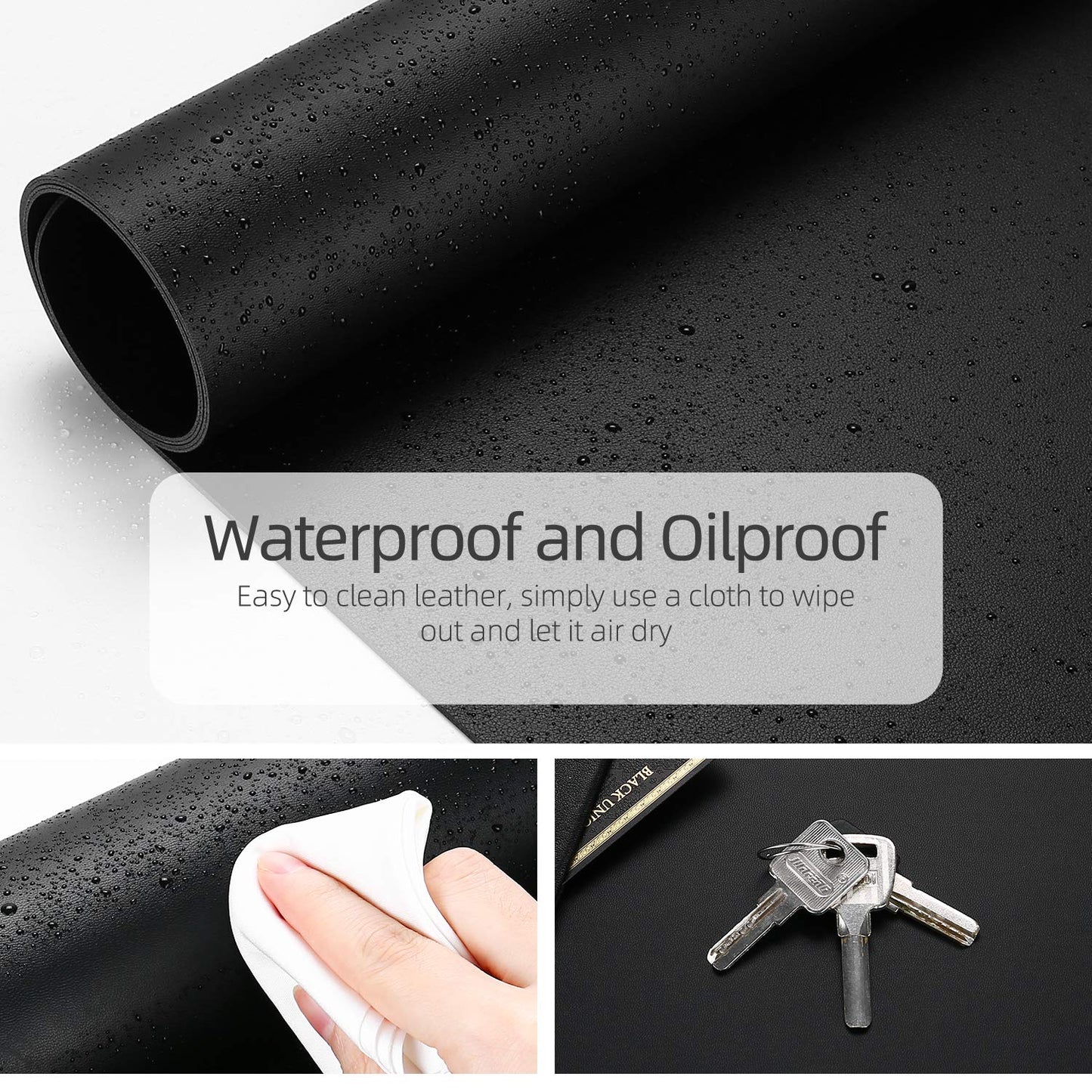 YSAGI Dual-Sided Desk Pad Protector, Desk Mat with Non-Slip - Waterproof PU Leather Office Desk Blotter for Mouse, Keyboard, Writing,31.5" x 15.7", Black