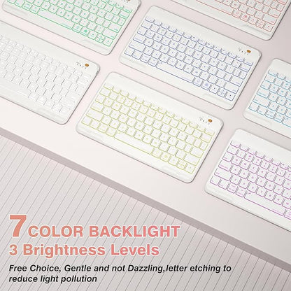 Keyboard Case for iPad Air 11-inch M2/Air 5th 4th Generation, 7-Color Backlit Detachable Keyboard Case with Pencil Holder for iPad Air 11" 2024 /Air 5 2022/Air 4 2020/Pro 11 1st, Rose Gold