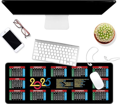 Dynippy Thin Extended Gaming Mouse Pad （31.5 * 11.8 * 0.08 inch） with Stitched Edges Large Mousepad Long XXL Keyboard and Mouse pad Desk Mat for Gaming Office & Home - 2025 Calendar Holidays