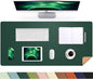 Leather Desk pad Protector, Large Desk mat with Natural Cork & PU Leather,Mouse pad,Non-Slip Office Desk Mat,Waterproof Desk Writing Pad for Office and Home (35in*17in, Dark Green)