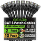 GEARit Cat6 Patch Cables Cat 6 Ethernet Cable 6 ft 10-Pack Green