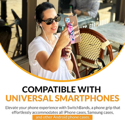 Phone Grip Strap - Reversible Finger Holder for Phone Back, Customizable Anti-Slip Design, Wireless Charging Compatible Detachable Holder for iPhone - Cat Nap