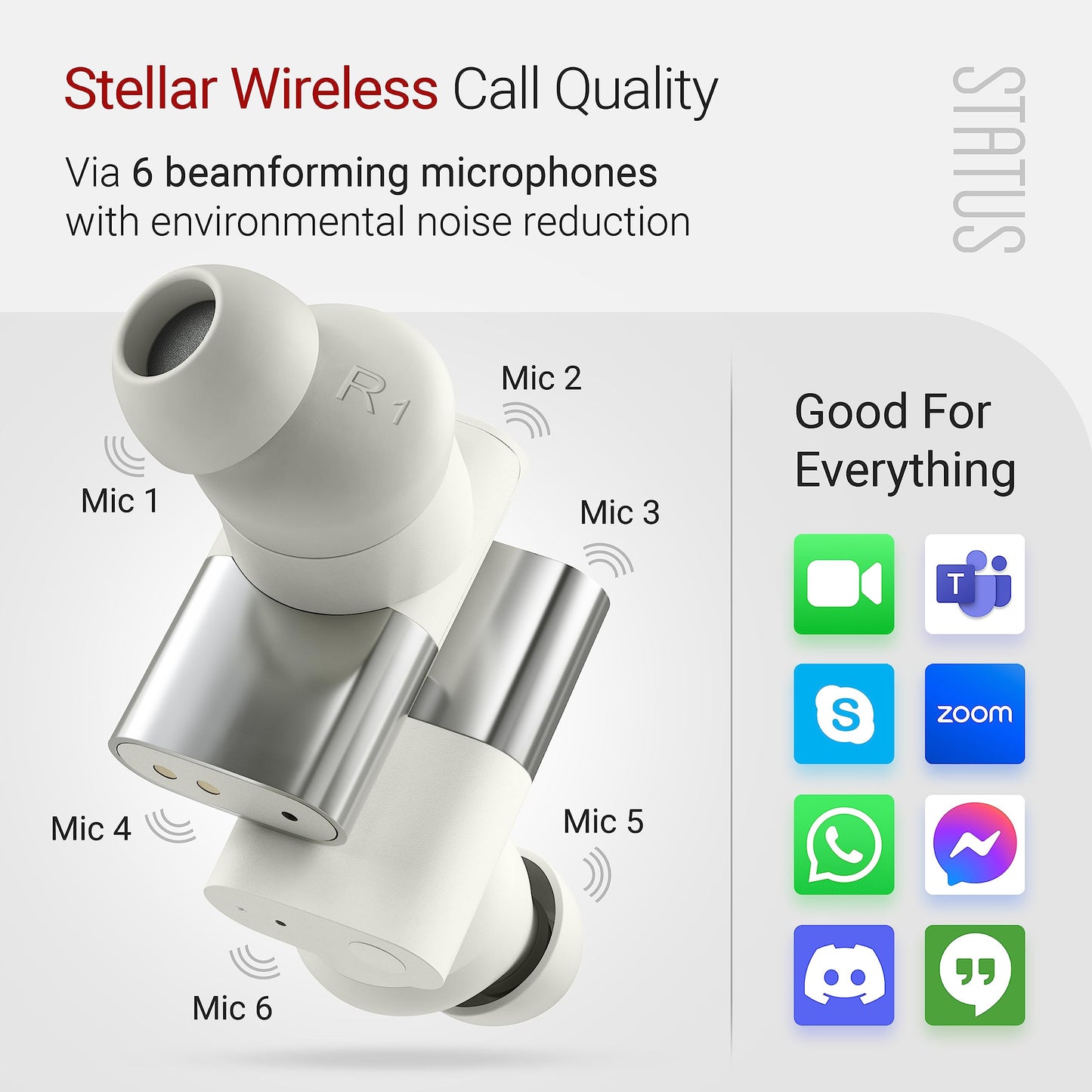 Status Audio Between 3ANC Bone Wireless Earbuds - Triple Driver - Active Noise Cancelling - 6X Microphones - Transparency Mode - 8H Playtime - Bluetooth 5.2. - IPX5