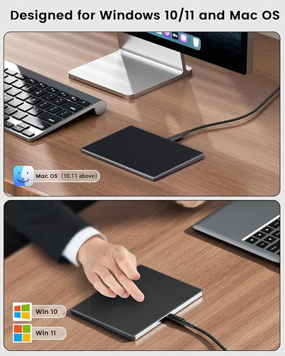 seenda Trackpad, Upgrade Smooth Glass Surface with Multi-Touch, Aluminum Slim USB Wired Win/Mac Touchpad with High Precision Navigation for Windows 10/11 Computer and iMac, MacBook Air/Pro