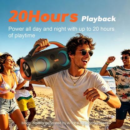 DOSS Extreme Boom Pro 100W Loud Outdoor Speaker, IPX6 Waterproof for Beach
