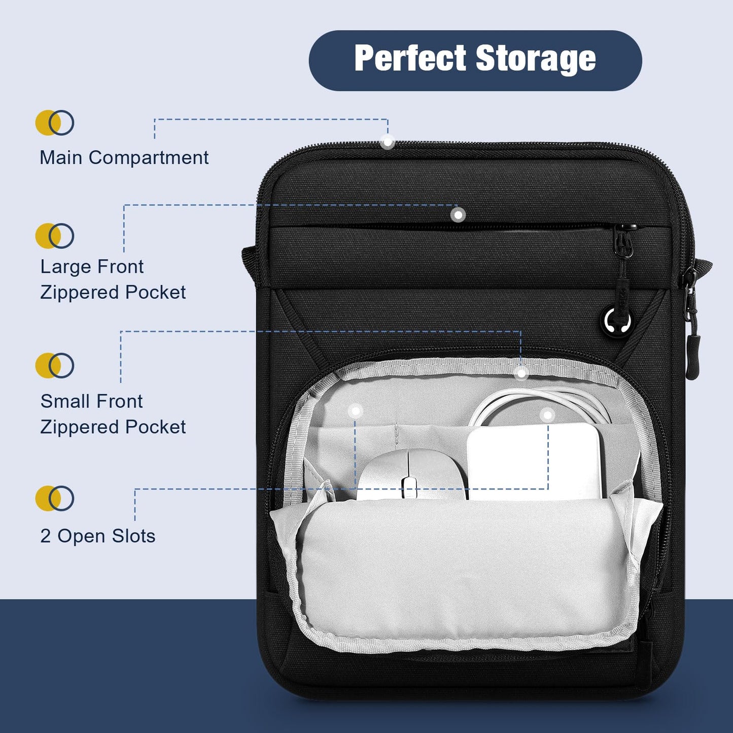 MoKo 15 Inch 360° Protective Laptop Sleeve Shoulder Bag with Earphone Port