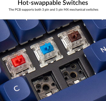 Keychron Q2 Wired Custom Mechanical Keyboard, QMK/VIA Programmable Macro, Full Aluminum, Hot-Swappable Gateron G Pro Brown Switch, 65% Layout Double Gasket Compatible with Mac and Windows - Blue